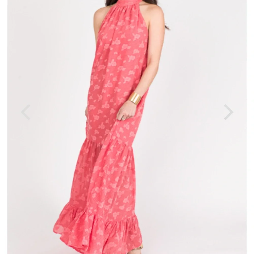 Blue door boutique halter coral maxi dress size medium - Picture 2 of 10